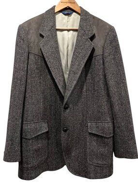 Pendleton Vtg Western-style Sport Coat, Gray Herringbone, 42L